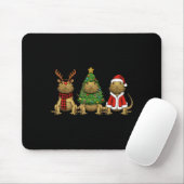 Retro Christmas Bearded Dragon Santa Reindeer Mousepad (Mit Mouse)