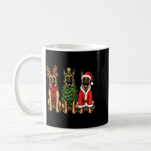 Retro Christmas Belgian Malinois Santa Reindeer Do Kaffeetasse (Links)