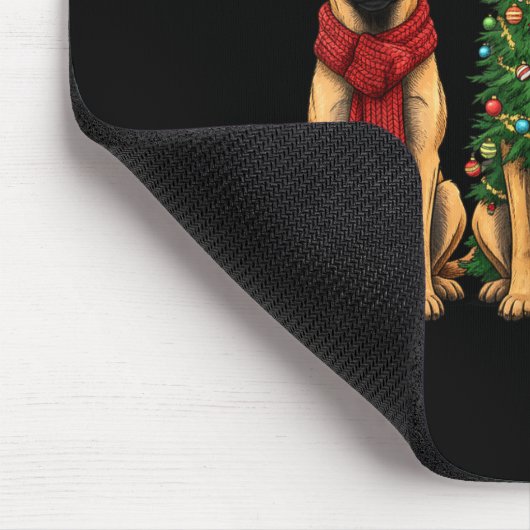 Retro Christmas Belgian Malinois Santa Reindeer Do Mousepad (Ecke)