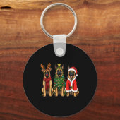 Retro Christmas Belgian Malinois Santa Reindeer Do Schlüsselanhänger (Vorderseite)