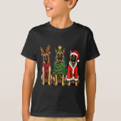 Retro Christmas Belgian Malinois Santa Reindeer Do T-Shirt (Vorderseite)
