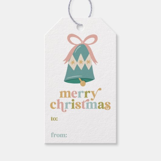 Retro Christmas Bell Fill-in Geschenktasten Geschenkanhänger (Vorderseite)