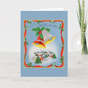 Retro Christmas Bells Grußkarte Feiertagskarte