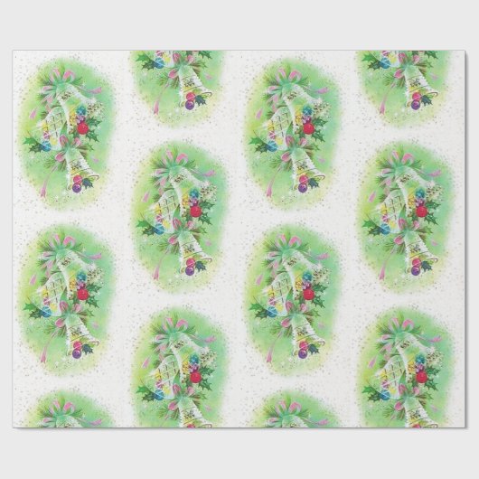 Retro Christmas Bells Pastell Pattern Geschenkpapier (Flach)