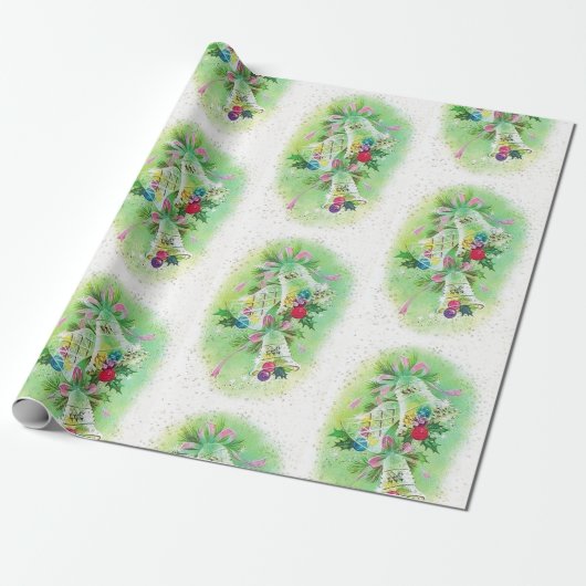 Retro Christmas Bells Pastell Pattern Geschenkpapier (Ungerollt)