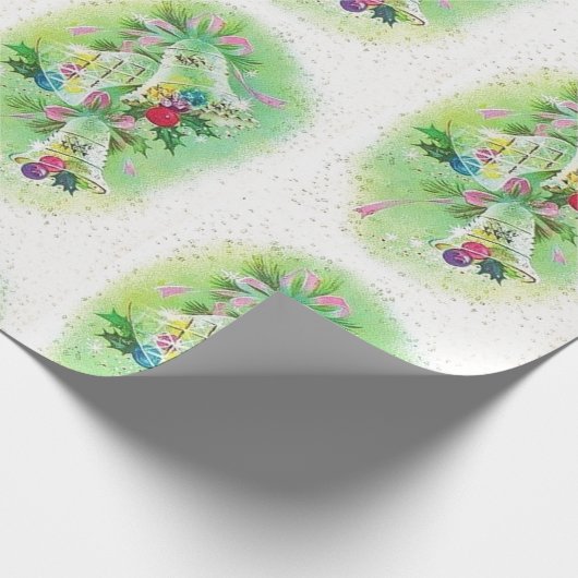 Retro Christmas Bells Pastell Pattern Geschenkpapier (Ecke)