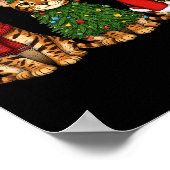 Retro Christmas Bengal Cat Santa Reindeer Poster (Ecke)