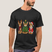 Retro Christmas Bengal Cat Santa Reindeer T-Shirt (Vorderseite)