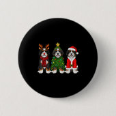 Retro Christmas Bernedoodle Santa Reindeer Dog Lov Button (Vorderseite)