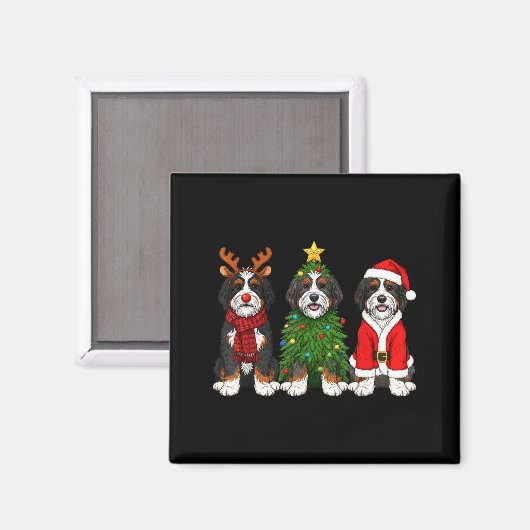 Retro Christmas Bernedoodle Santa Reindeer Dog Lov Magnet (Vorderseite/Rückseite)