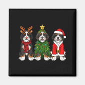 Retro Christmas Bernedoodle Santa Reindeer Dog Lov Magnet (Vorne)