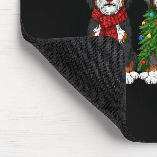 Retro Christmas Bernedoodle Santa Reindeer Dog Lov Mousepad (Ecke)