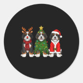 Retro Christmas Bernedoodle Santa Reindeer Dog Lov Runder Aufkleber (Vorderseite)