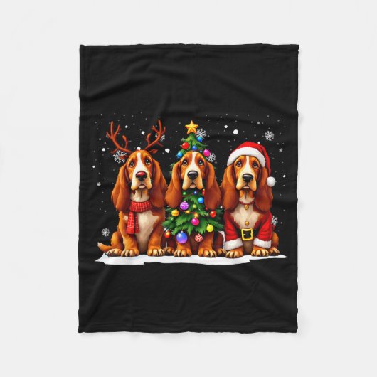 Retro Christmas Bet Hound Santa Reindeer Dog Lover Fleecedecke (Vorderseite)
