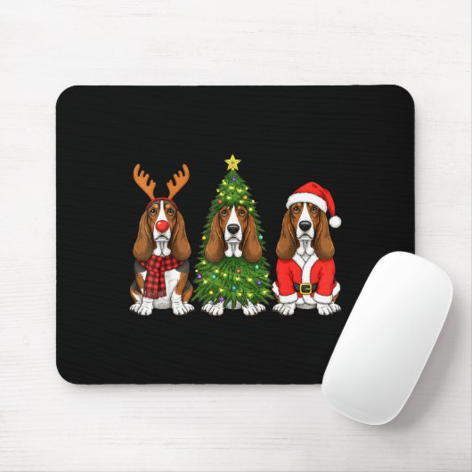 Retro Christmas Bet Hound Santa Reindeer Dog Lover Mousepad (Mit Mouse)