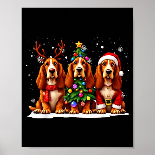 Retro Christmas Bet Hound Santa Reindeer Dog Lover Poster (Vorne)
