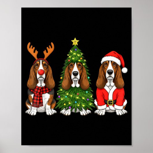 Retro Christmas Bet Hound Santa Reindeer Dog Lover Poster (Vorne)