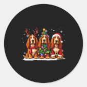 Retro Christmas Bet Hound Santa Reindeer Dog Lover Runder Aufkleber (Vorderseite)