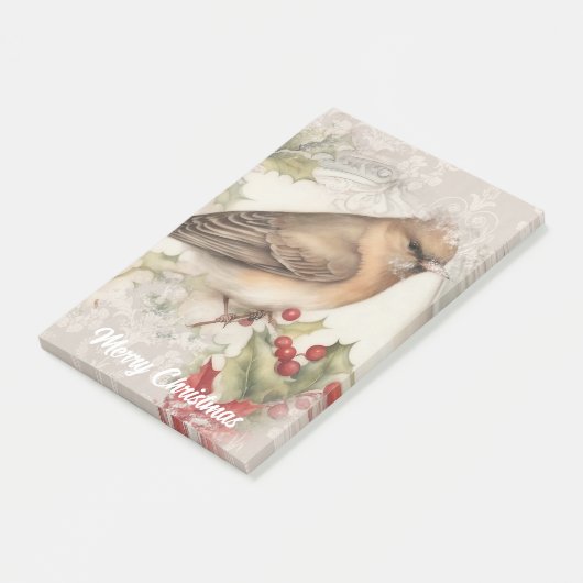 Retro Christmas Bird Post-it Klebezettel (angewinkelt)