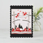 Retro Christmas Birds Weihnachtsgrüße Feiertagskarte (Stehend Vorderseite)