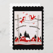 Retro Christmas Birds Weihnachtsgrüße Feiertagskarte (Vorne/Hinten)