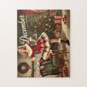 Retro Christmas Blonde Button-Up Girl Puzzle (Vertikal)