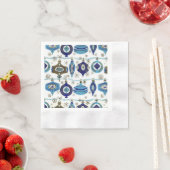 Retro Christmas, Blue and White Paper Napkins Serviette (Beispiel)