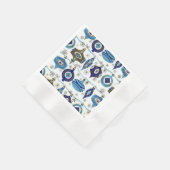 Retro Christmas, Blue and White Paper Napkins Serviette (Ecke)