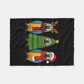 Retro Christmas Blue And Yellow Macaw Parrot Santa Fleecedecke (Vorderseite (Horizontal))