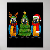Retro Christmas Blue And Yellow Macaw Parrot Santa Poster (Vorne)