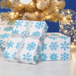 Retro Christmas Blue Snow Flakes Vintag Geschenkpapier