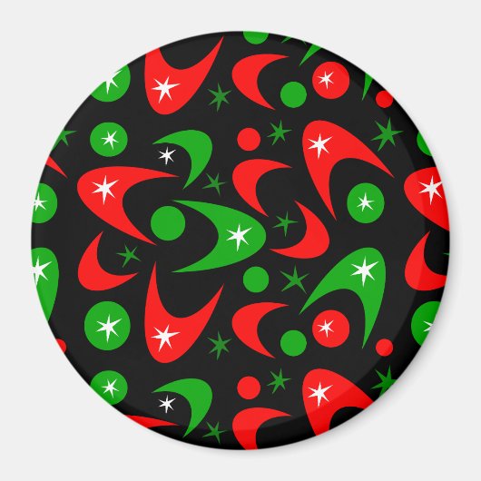 Retro Christmas Boomerangs Magnet (Vorne)