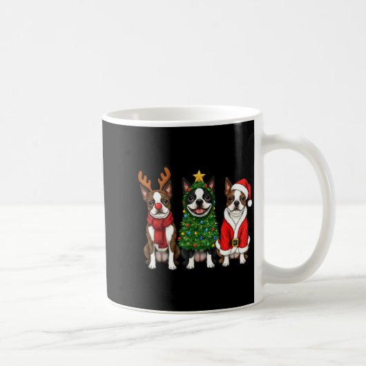Retro Christmas Boston Terrier Santa Reindeer Dog Kaffeetasse (Rechts)