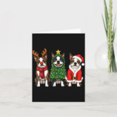 Retro Christmas Boston Terrier Santa Reindeer Dog Karte (Vorderseite)