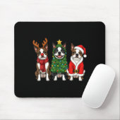 Retro Christmas Boston Terrier Santa Reindeer Dog Mousepad (Mit Mouse)