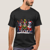 Retro Christmas Boston Terrier Santa Reindeer Dog T-Shirt (Vorderseite)