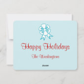 Retro Christmas Bow Card Feiertagskarte (Rückseite)