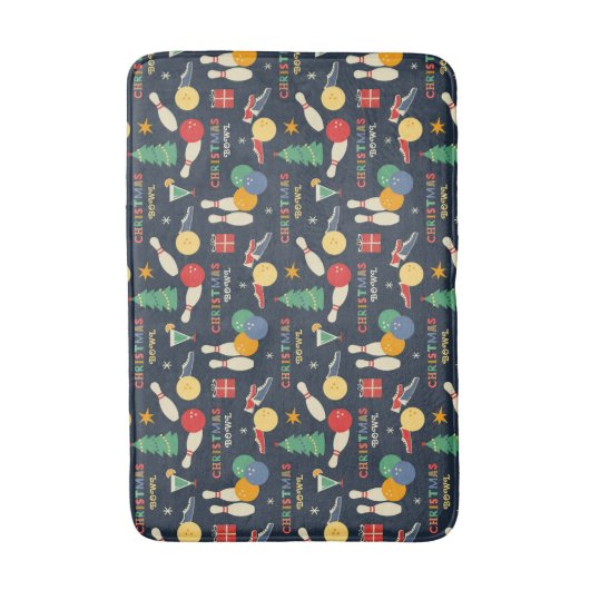 Retro Christmas Bowling Pattern Badematte (Vorderseite Vertikal)