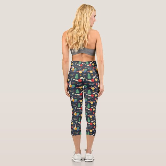 Retro Christmas Bowling Pattern Capri Leggings (Rückseite)