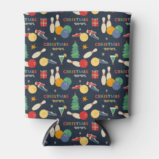 Retro Christmas Bowling Pattern Dosenkühler (Vorderseite)