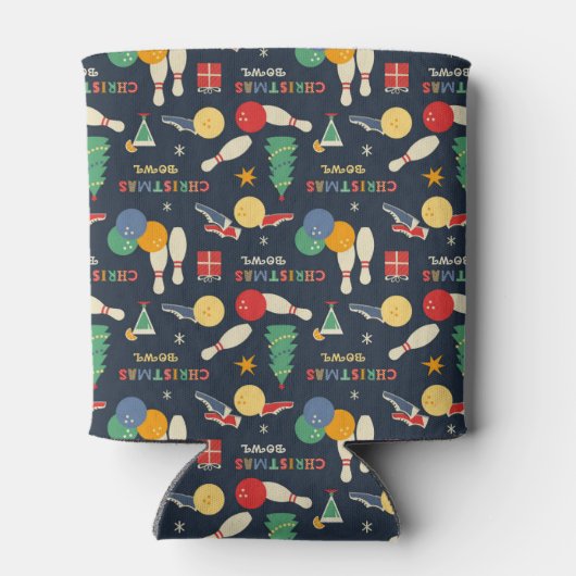Retro Christmas Bowling Pattern Dosenkühler (Rückseite)
