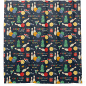 Retro Christmas Bowling Pattern Duschvorhang (Vorderseite)