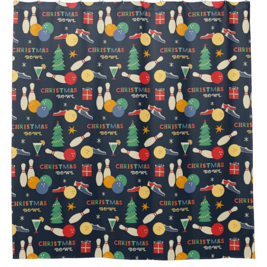 Retro Christmas Bowling Pattern Duschvorhang (Vorderseite)