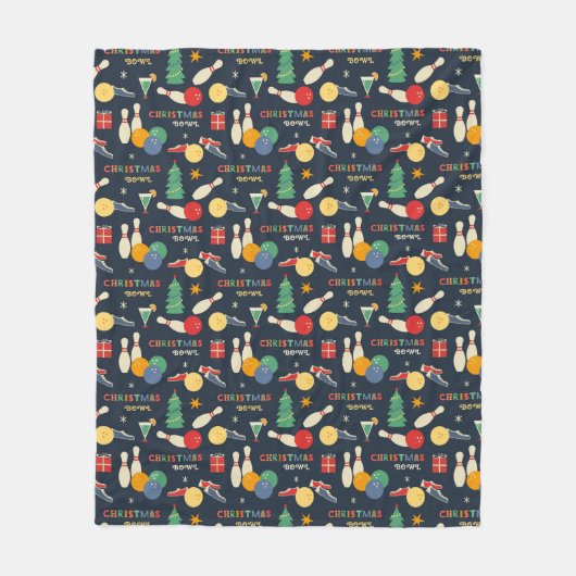 Retro Christmas Bowling Pattern Fleecedecke (Vorderseite)