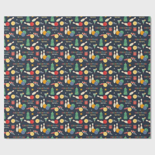 Retro Christmas Bowling Pattern Geschenkpapier (Flach)