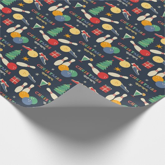 Retro Christmas Bowling Pattern Geschenkpapier (Ecke)
