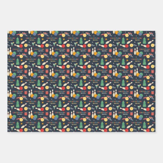 Retro Christmas Bowling Pattern Geschenkpapier Set (Vorderseite)