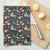 Retro Christmas Bowling Pattern Geschirrtuch (Viertel Falte)