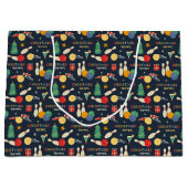 Retro Christmas Bowling Pattern Große Geschenktüte (Vorderseite)