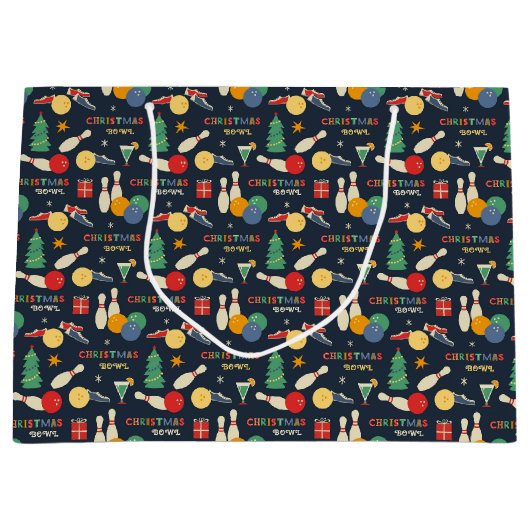 Retro Christmas Bowling Pattern Große Geschenktüte (Vorderseite)